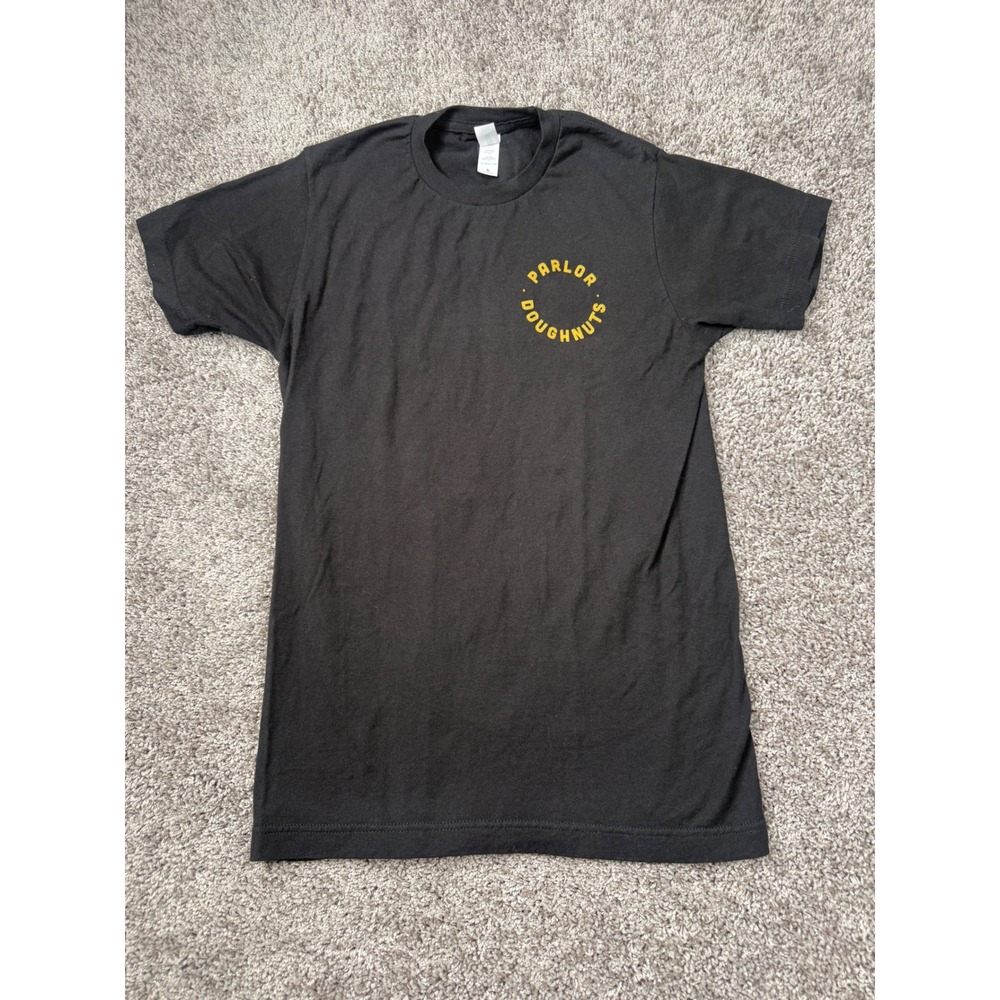 Parlor Doughnuts Evansville Indiana Graphic T-Shirt Black Gold Size Small